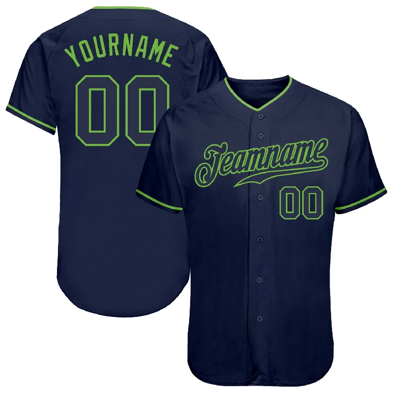 Baseball Jersey for Tournament Play-Custom Navy Navy-Neon Green Authentic Baseball Jersey