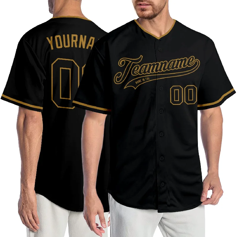 Custom Baseball Jersey Design-Custom Black Black-Old Gold Authentic Baseball Jersey