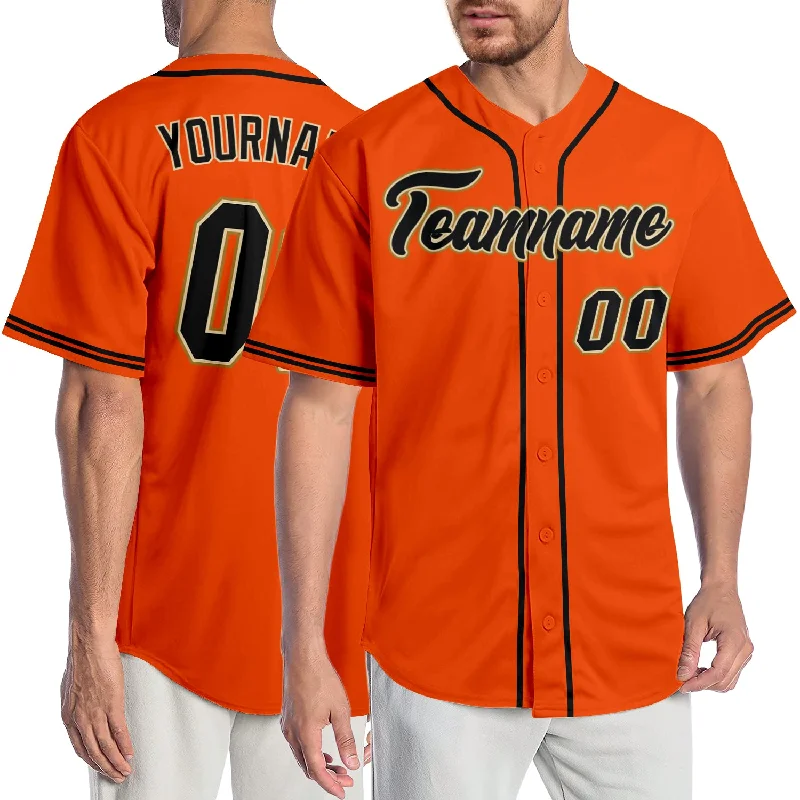 Custom Baseball Jersey with Initials-Custom Orange Black-Old Gold Authentic Baseball Jersey