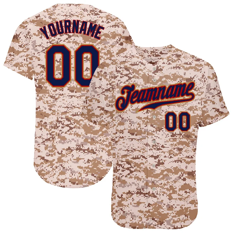 Baseball Jersey with Contrast Panels-Custom Camo Navy-Old Gold Authentic Salute To Service Baseball Jersey