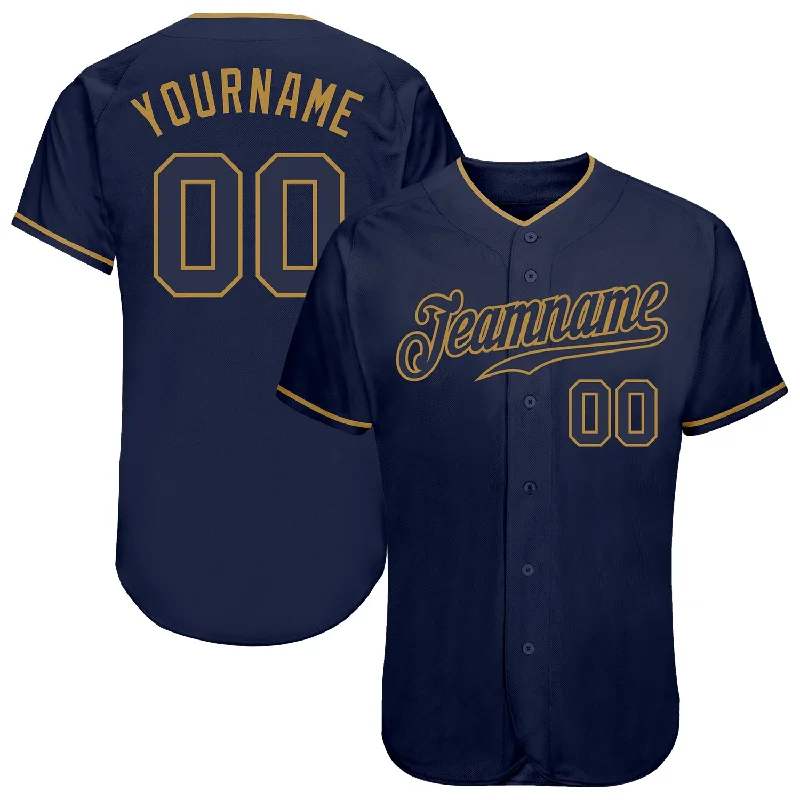 Custom Baseball Jersey for Event-Custom Navy Navy-Old Gold Authentic Baseball Jersey