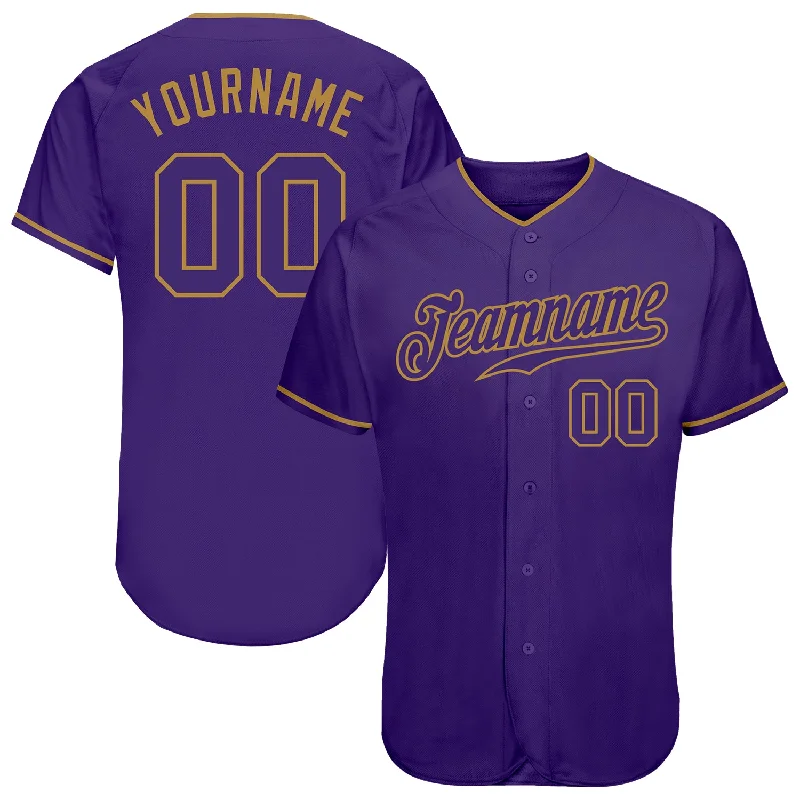 Baseball Jersey for Special Gifts-Custom Purple Purple-Old Gold Authentic Baseball Jersey