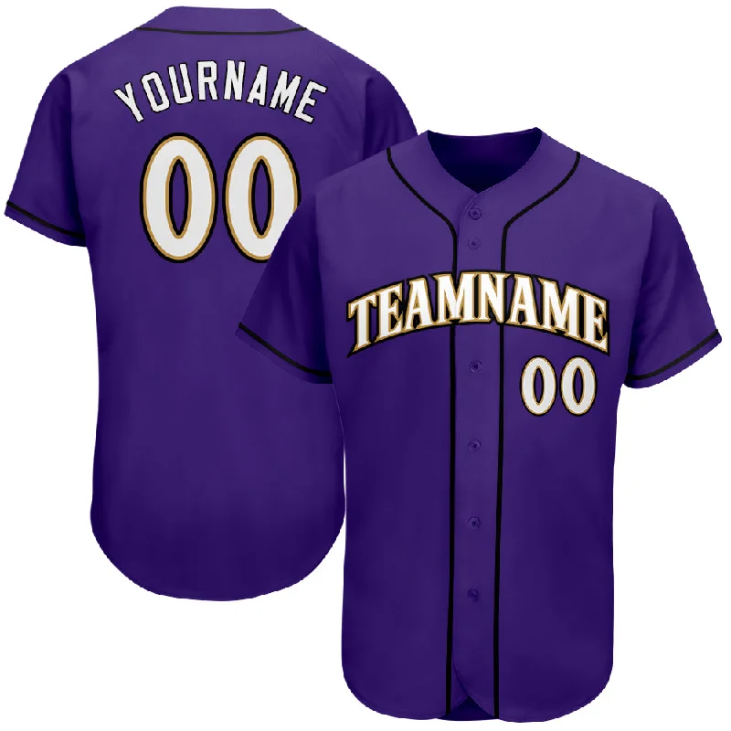 High Quality Baseball Jersey-Custom Purple White-Old Gold Authentic Baseball Jersey