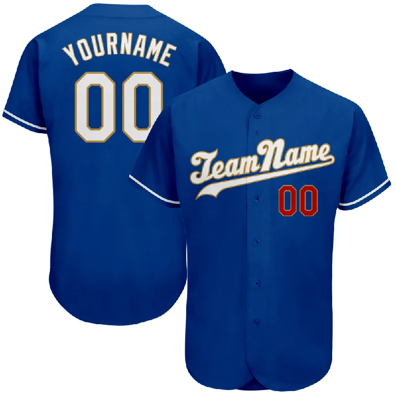 Best Baseball Jersey-Custom Royal White-Old Gold Authentic Baseball Jersey