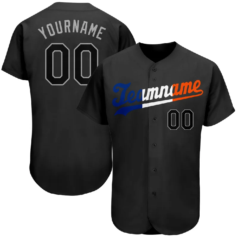 Baseball Jersey for Adult-Custom Black Black-Orange Authentic Split Fashion Baseball Jersey