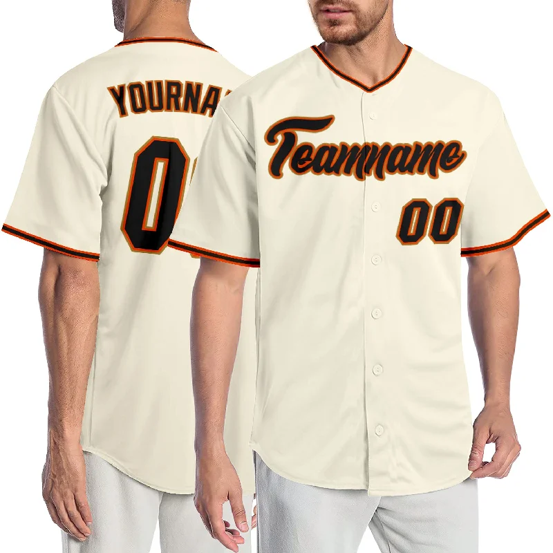 Baseball Jersey for School Sports-Custom Cream Black Orange-Old Gold Authentic Baseball Jersey