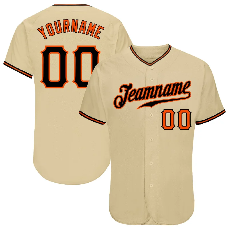 Baseball Jersey with Team Banner-Custom Sand Black-Orange Authentic Baseball Jersey