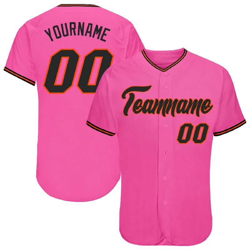 Baseball Jersey for Men-Custom Pink Black-Orange Authentic Baseball Jersey