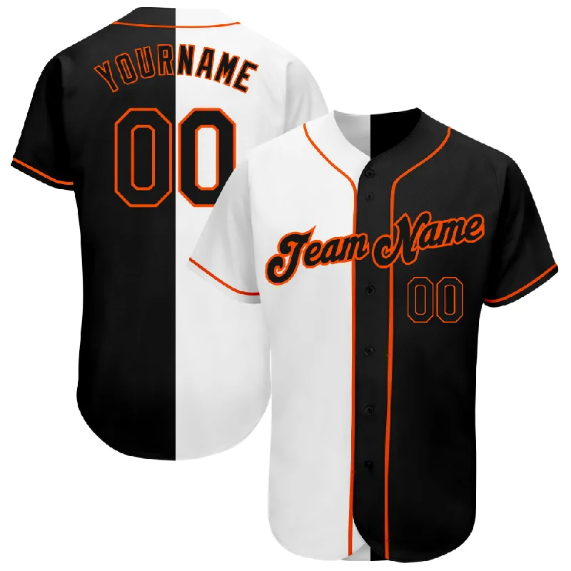 Unique Baseball Jersey-Custom White-Black Orange Authentic Split Fashion Baseball Jersey