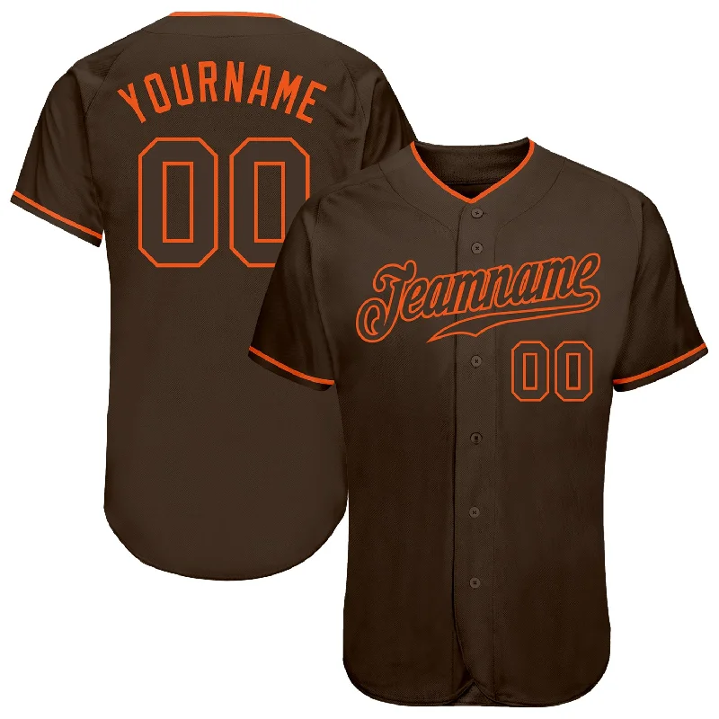 High Quality Baseball Jersey-Custom Brown Brown-Orange Authentic Baseball Jersey