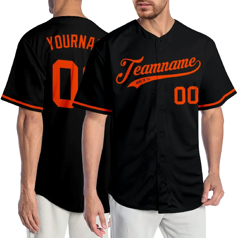 Baseball Jersey with Contrast Sleeves-Custom Black Orange Authentic Baseball Jersey