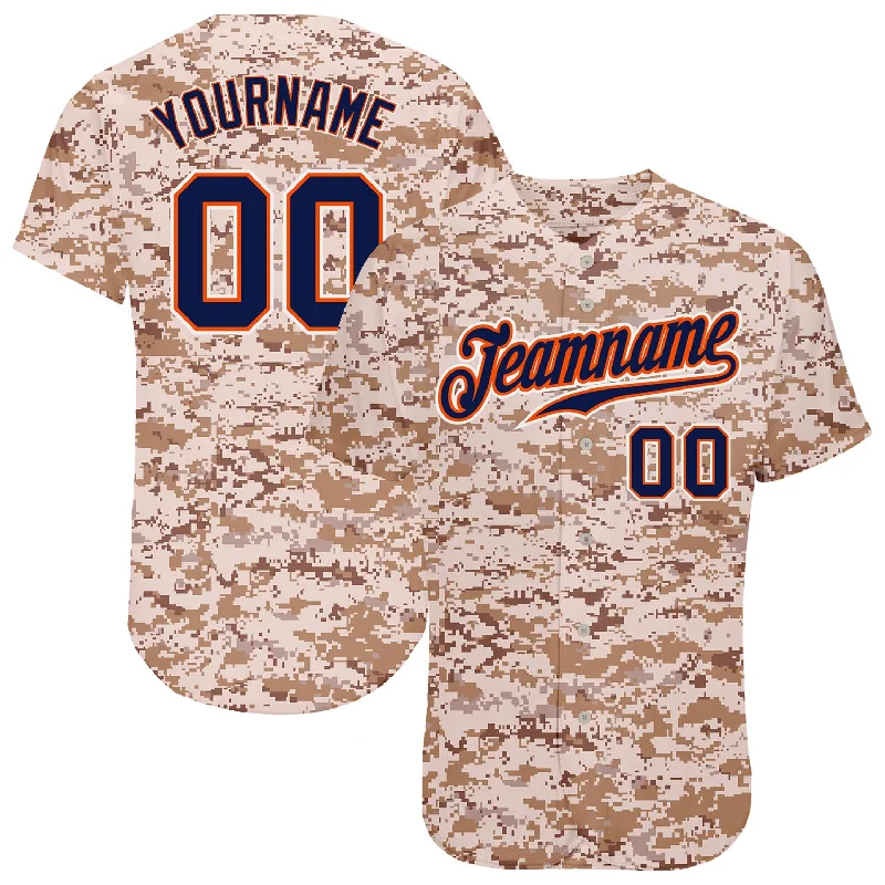 Baseball Jersey with Classic Fit-Custom Camo Navy-Orange Authentic Salute To Service Baseball Jersey