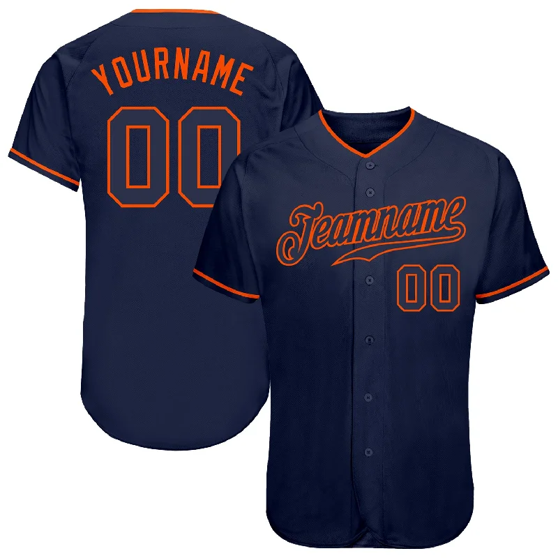 Baseball Jersey with Team Logo-Custom Navy Navy-Orange Authentic Baseball Jersey