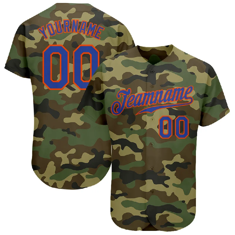 Baseball Jersey with Quick-Dry Technology-Custom Camo Royal-Orange Authentic Salute To Service Baseball Jersey