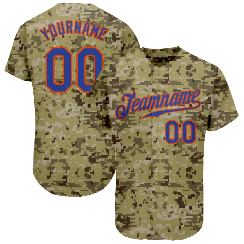 Baseball Jersey with Team Spirit-Custom Camo Royal-Orange Authentic Salute To Service Baseball Jersey