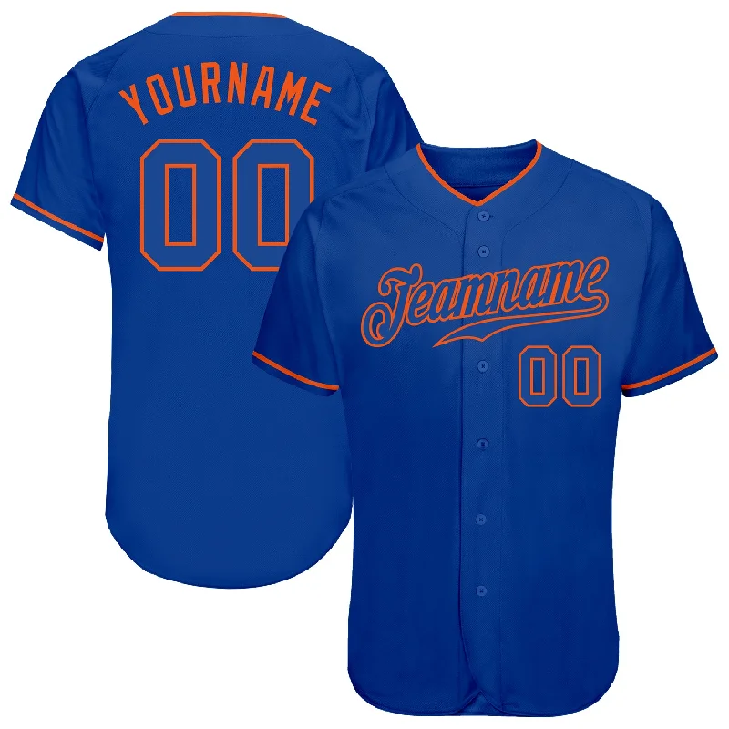 Adult Custom Baseball Jersey-Custom Royal Royal-Orange Authentic Baseball Jersey