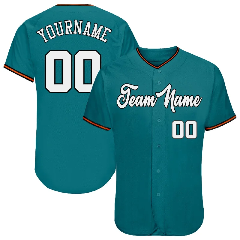 Baseball Jersey for Special Gifts-Custom Teal White-Orange Authentic Baseball Jersey