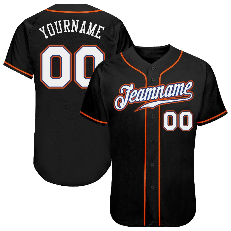 Baseball Jersey with Club Details-Custom Black White-Orange Authentic Baseball Jersey