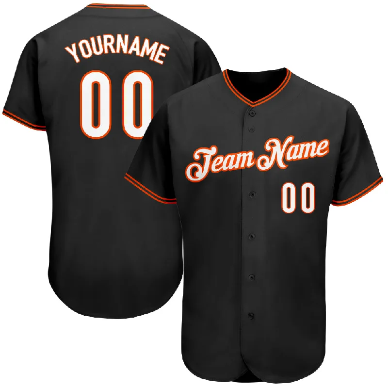 Baseball Jersey for Baseball Enthusiasts-Custom Black White-Orange Authentic Baseball Jersey