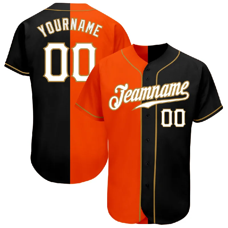 Baseball Jersey with Team Apparel-Custom Black White-Orange Authentic Split Fashion Baseball Jersey