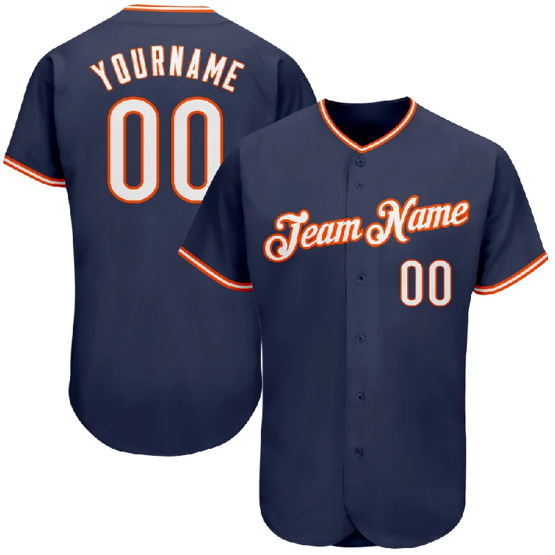 Baseball Jersey for Women-Custom Navy White-Orange Authentic Baseball Jersey