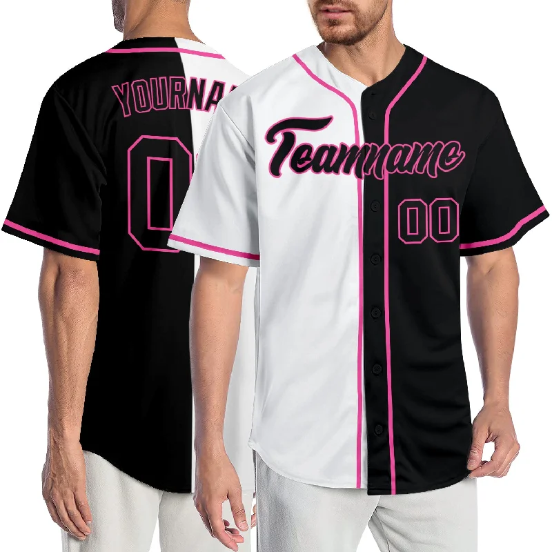 Baseball Jersey for Baseball Merchandise-Custom White Black-Pink Authentic Split Fashion Baseball Jersey