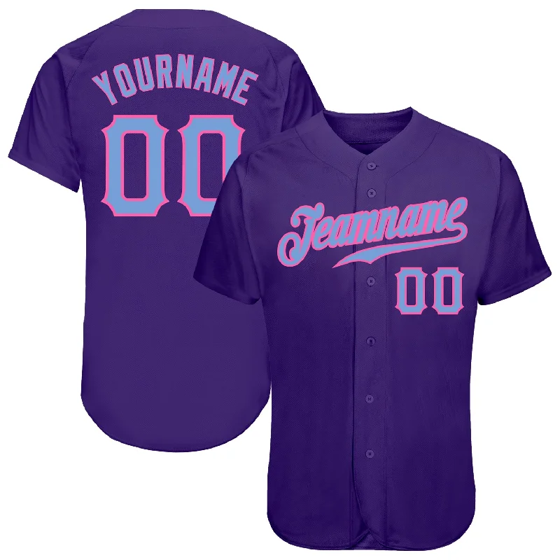 Baseball Jersey for Special Events-Custom Purple Light Blue-Pink Authentic Baseball Jersey