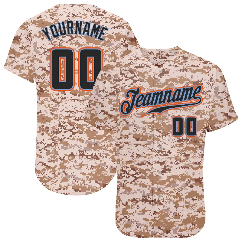 Baseball Jersey for Baseball Fans Club-Custom Camo Black-Powder Blue Authentic Salute To Service Baseball Jersey