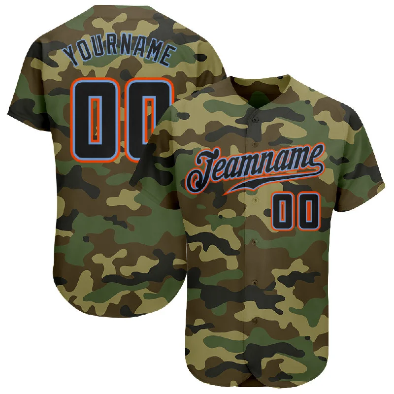 Custom Baseball Jersey with Full Name-Custom Camo Black-Powder Blue Authentic Salute To Service Baseball Jersey