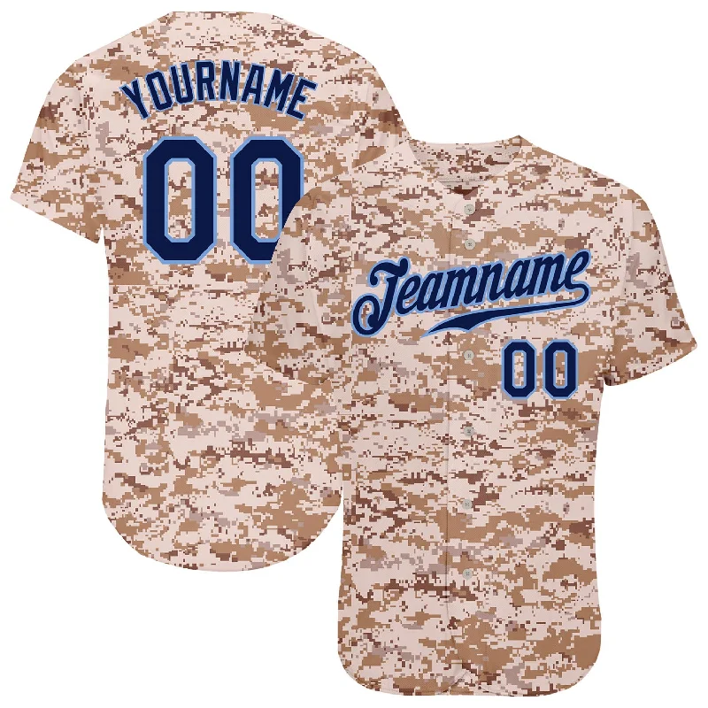 Baseball Jersey for Casual Wear-Custom Camo Navy-Powder Blue Authentic Salute To Service Baseball Jersey