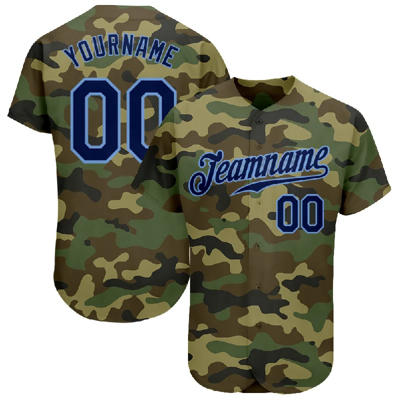 Baseball Jersey with Name Embroidery-Custom Camo Navy-Powder Blue Authentic Salute To Service Baseball Jersey