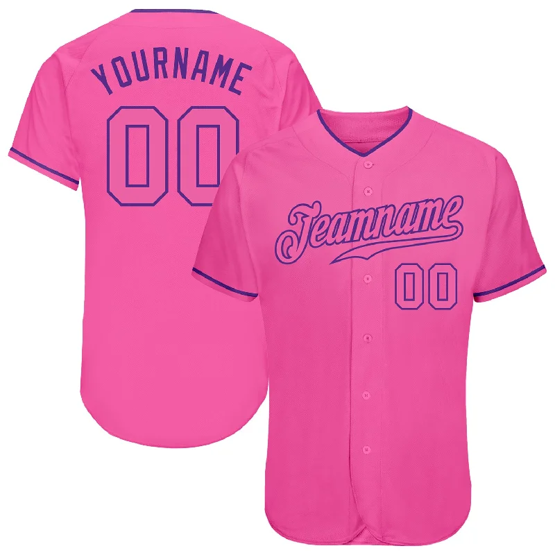 Baseball Jersey for Women-Custom Pink Pink-Purple Authentic Baseball Jersey