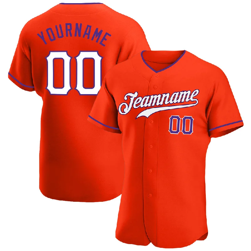 Baseball Jersey with Signature Design-Custom Orange White-Purple Authentic Baseball Jersey