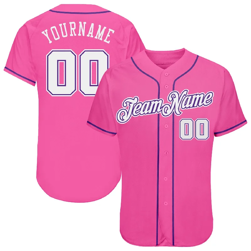 Baseball Jersey for Home Team-Custom Pink White-Purple Authentic Baseball Jersey