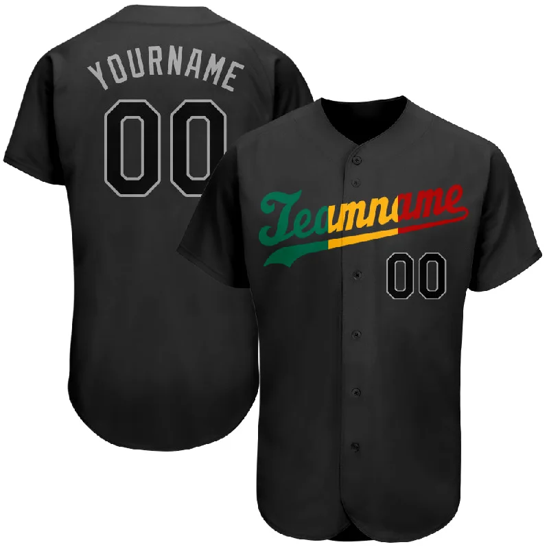 Comfortable Baseball Jersey-Custom Black Black-Red Authentic Split Fashion Baseball Jersey