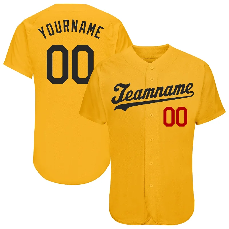 Baseball Jersey for Local Teams-Custom Gold Black-Red Authentic Baseball Jersey