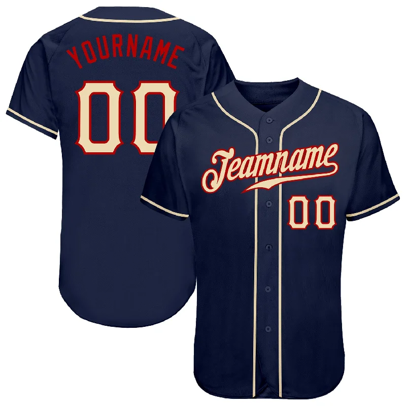 Baseball Jersey with Custom Design-Custom Navy City Cream-Red Authentic Baseball Jersey