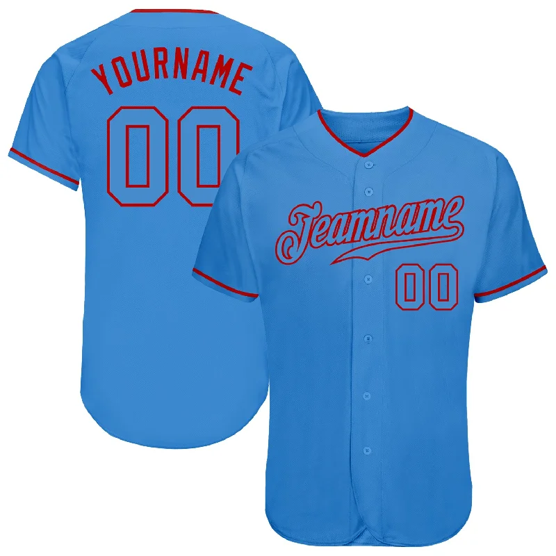 High School Baseball Jersey-Custom Powder Blue Powder Blue-Red Authentic Baseball Jersey