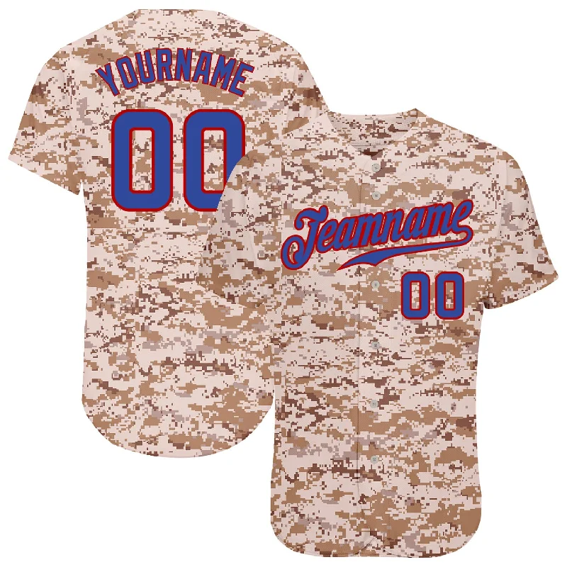 Baseball Jersey with Elastic Waist-Custom Camo Royal-Red Authentic Salute To Service Baseball Jersey