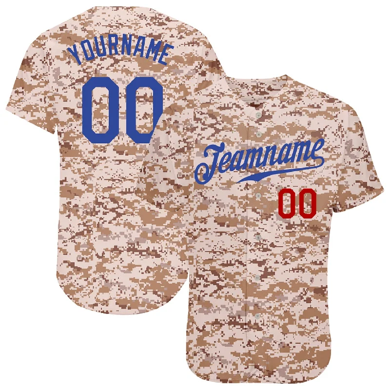 Baseball Jersey for Baseball Clubs-Custom Camo Royal-Red Authentic Salute To Service Baseball Jersey