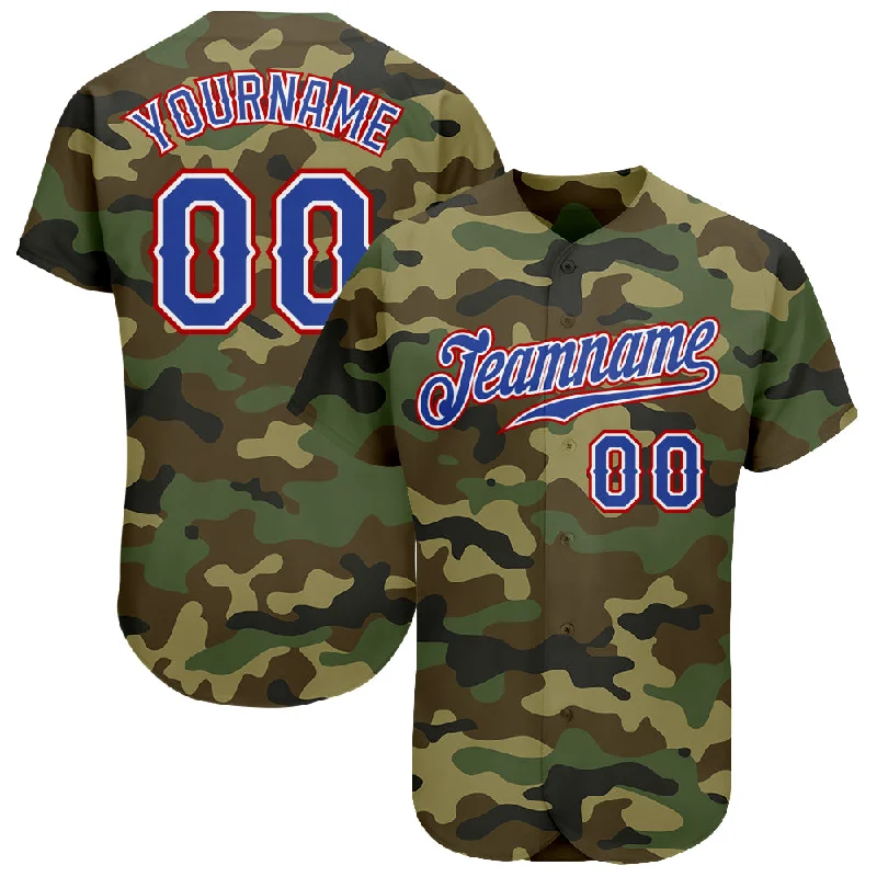 Baseball Jersey with Classic Design-Custom Camo Royal-Red Authentic Salute To Service Baseball Jersey