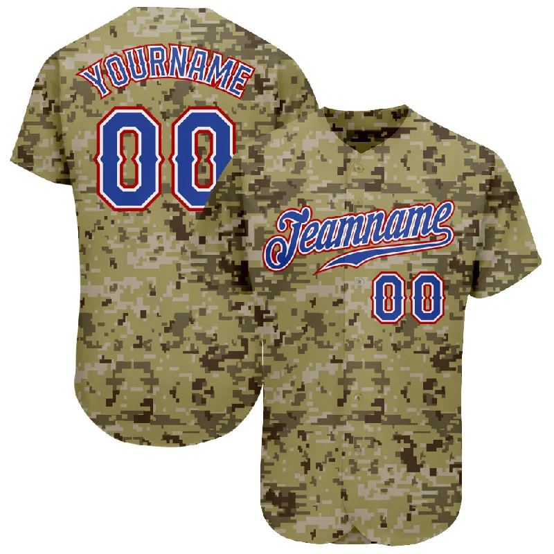 Baseball Jersey with Flag Design-Custom Camo Royal-Red Authentic Salute To Service Baseball Jersey