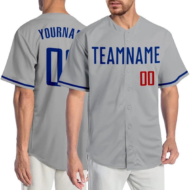 Baseball Jersey for Fan Club Members-Custom Gray Royal-Red Authentic Baseball Jersey