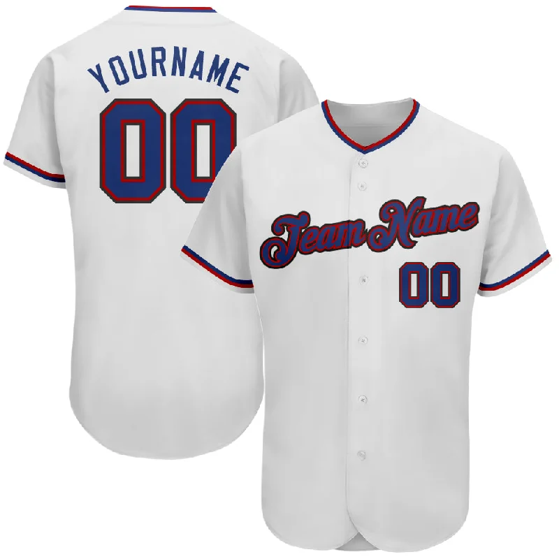 Baseball Jersey with Number-Custom White Royal-Red Authentic Baseball Jersey