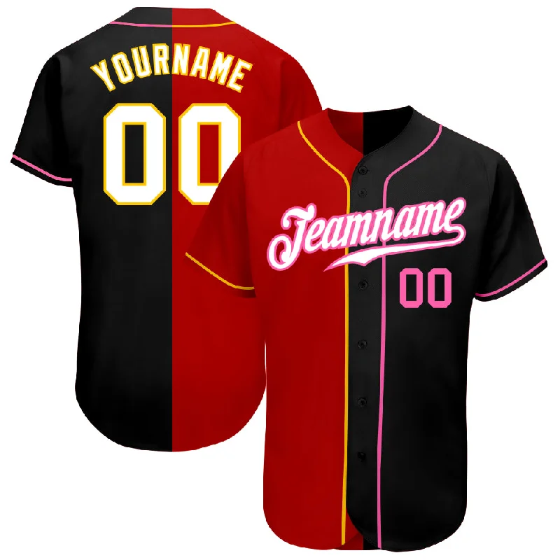 Baseball Jersey for Professional Teams-Custom Black White-Red Authentic Split Fashion Baseball Jersey