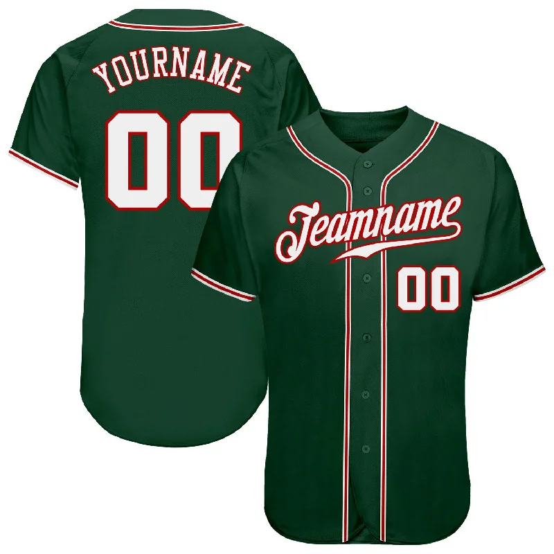 Baseball Jersey with Personalized Design-Custom Green White-Red Authentic Baseball Jersey