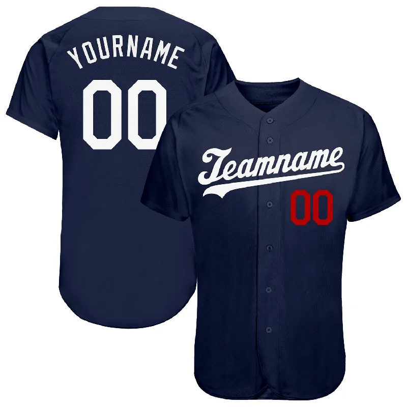 Customizable Baseball Jersey-Custom Navy White-Red Authentic Baseball Jersey