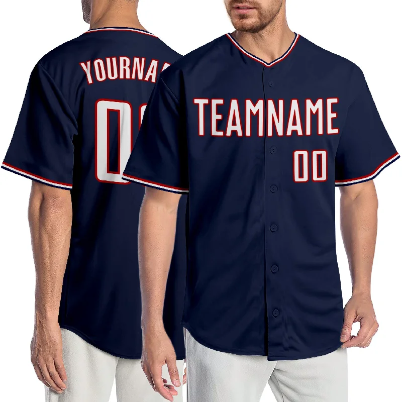 Baseball Jersey for Softball-Custom Navy White-Red Authentic Baseball Jersey