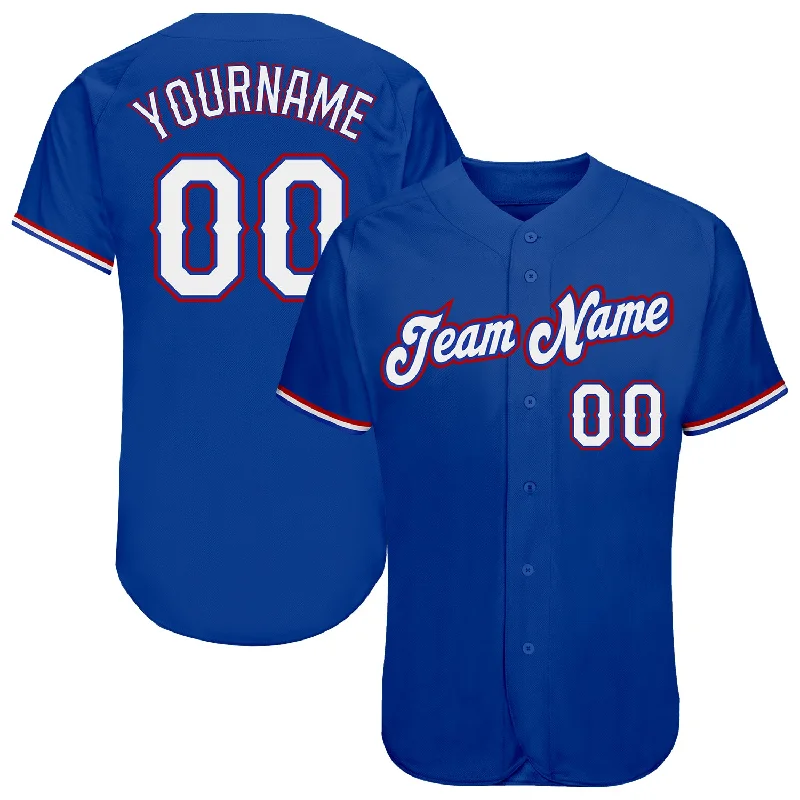 Baseball Jersey with Team Number-Custom Royal White-Red Authentic Baseball Jersey