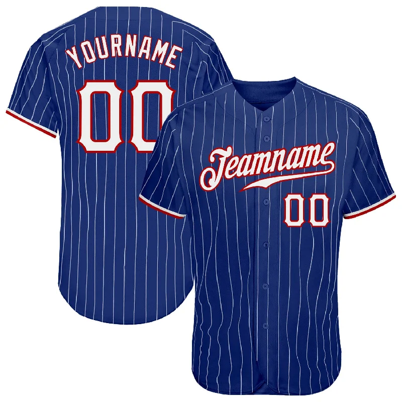 Baseball Jersey for School Championship-Custom Royal White Pinstripe White-Red Authentic Baseball Jersey